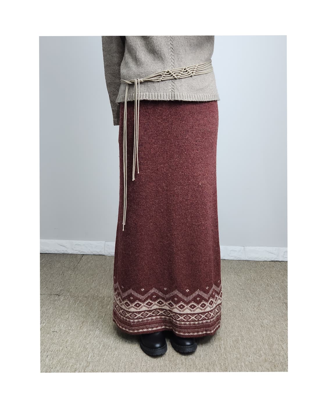 (사만사모스)에스닉 니트 롱스커트 상품이미지1