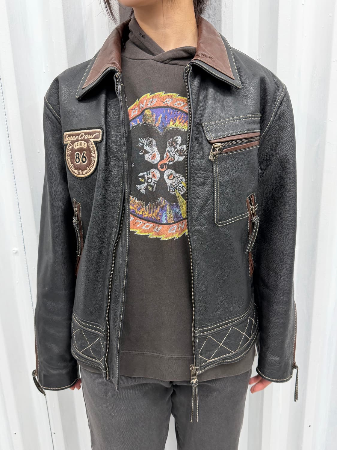 90s Intercrew cowhide biker jacket 상품이미지1
