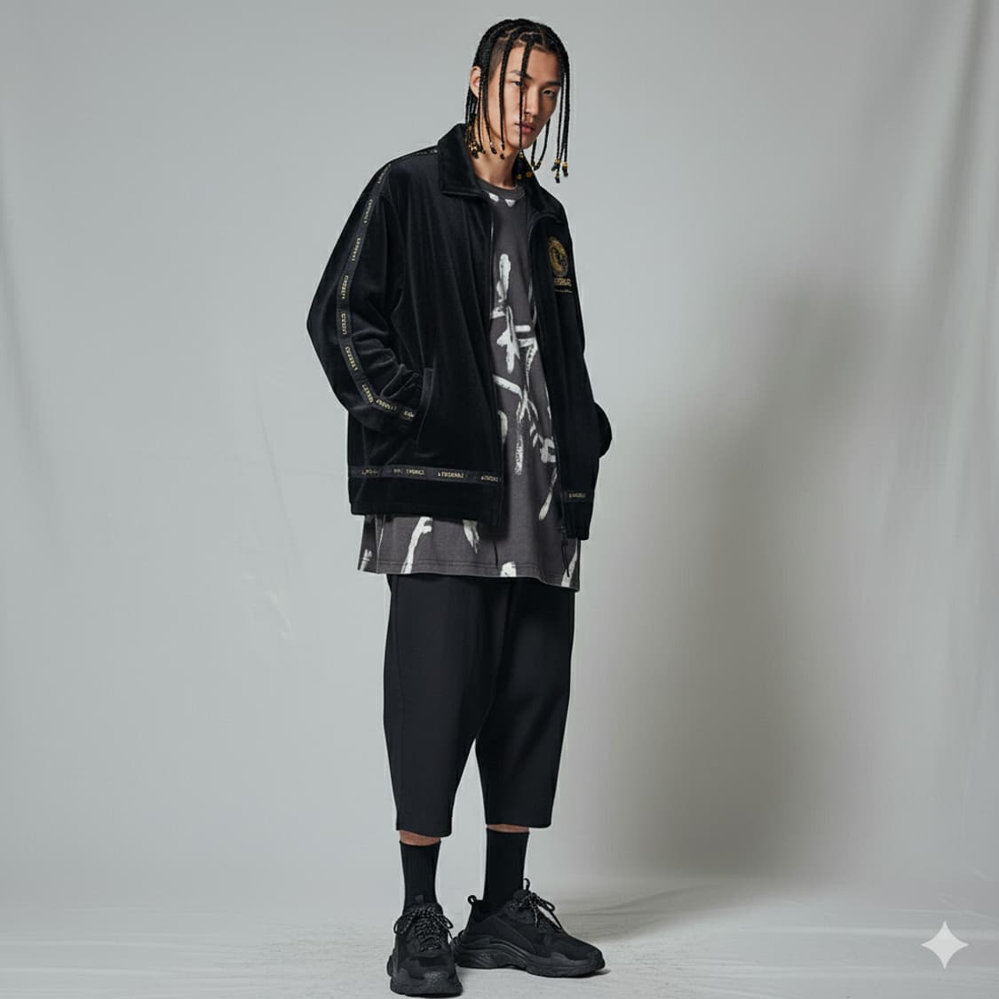 알프레도 베르사체 90s 금장 빅로고 벨벳 트랙탑 상품이미지1