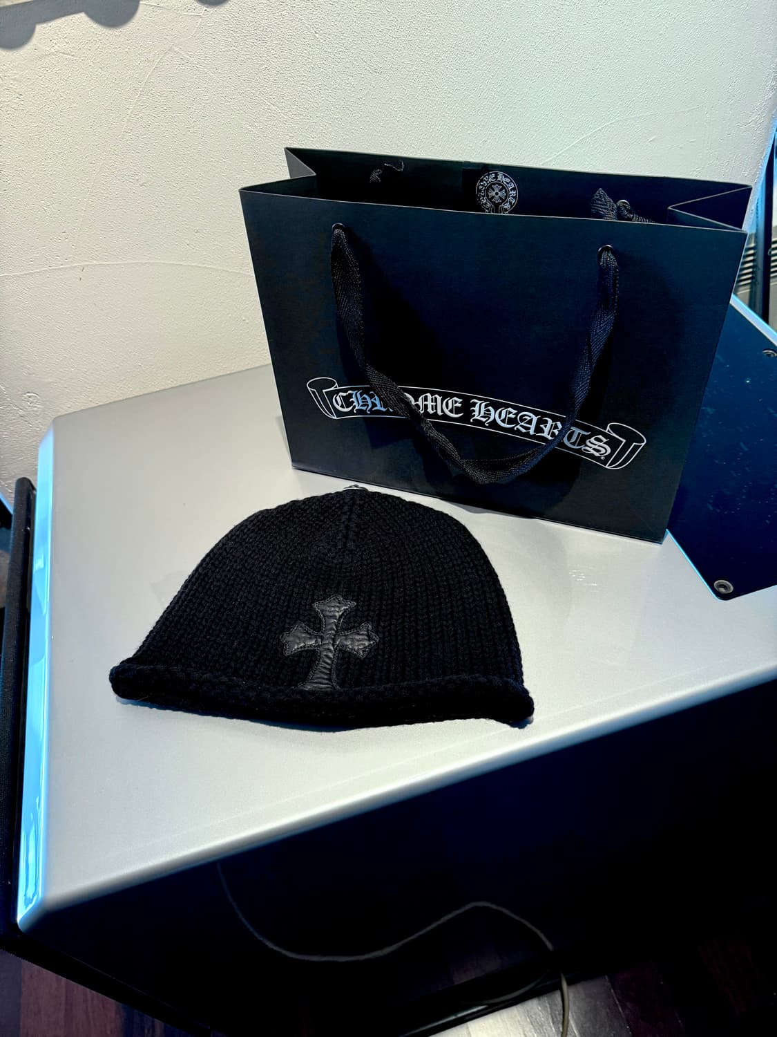 크롬하츠 크로스 레더패치 캐시미어 비니 상품이미지2