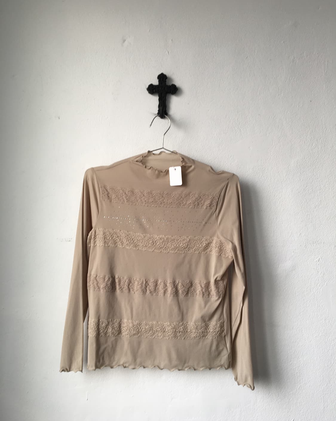 Lace line detail high neck mesh sleeve 상품이미지2