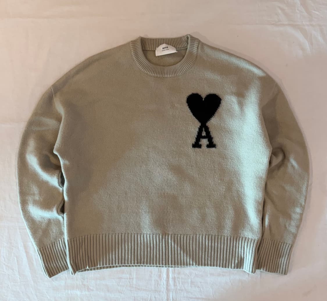 아미 빅 하트로고 헤비 울 니트 베이지 상품이미지1