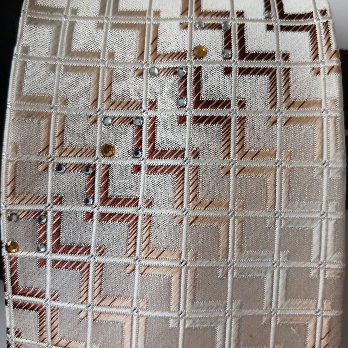 니나리치 실크 브라운 기하 패턴 넥타이 9.1cm A등급 A19877 상품이미지8