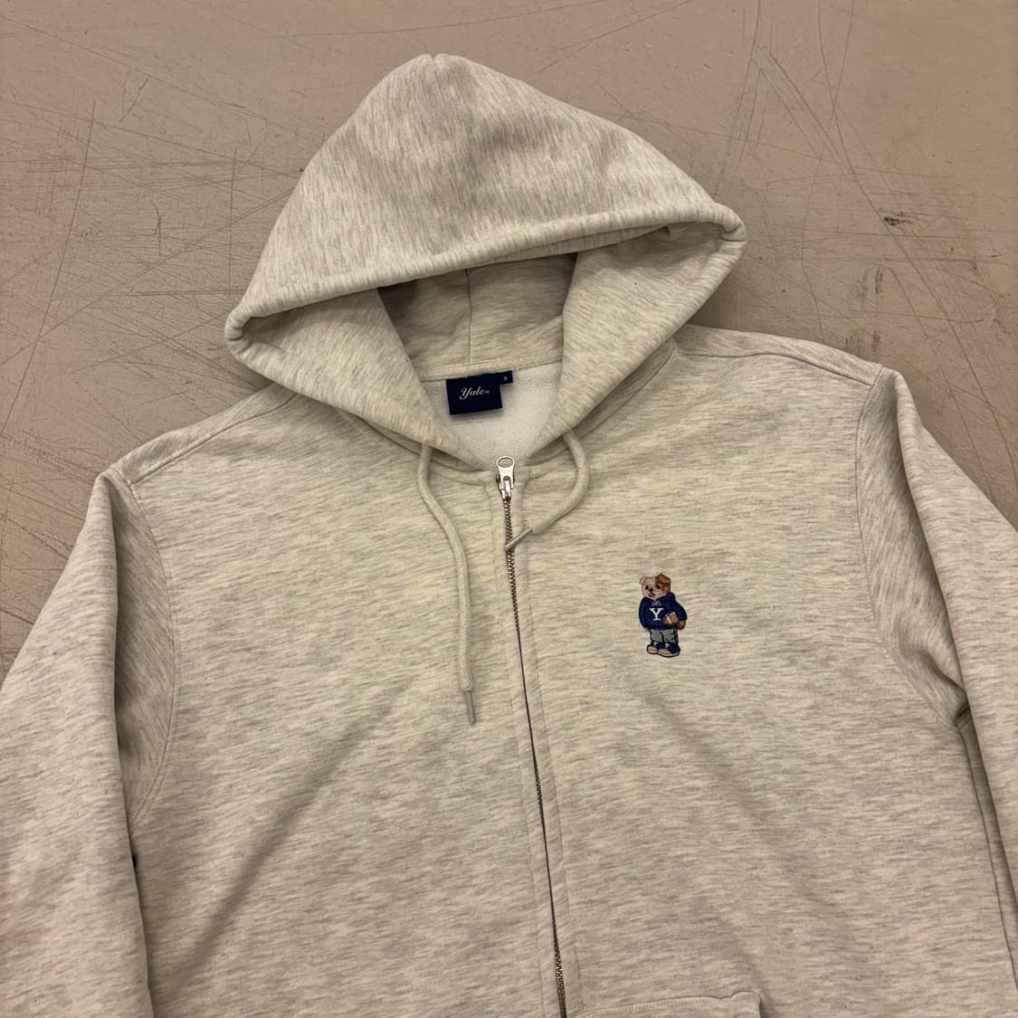 예일 스몰로고 멜란지 그레이 후드 집업 상품이미지2