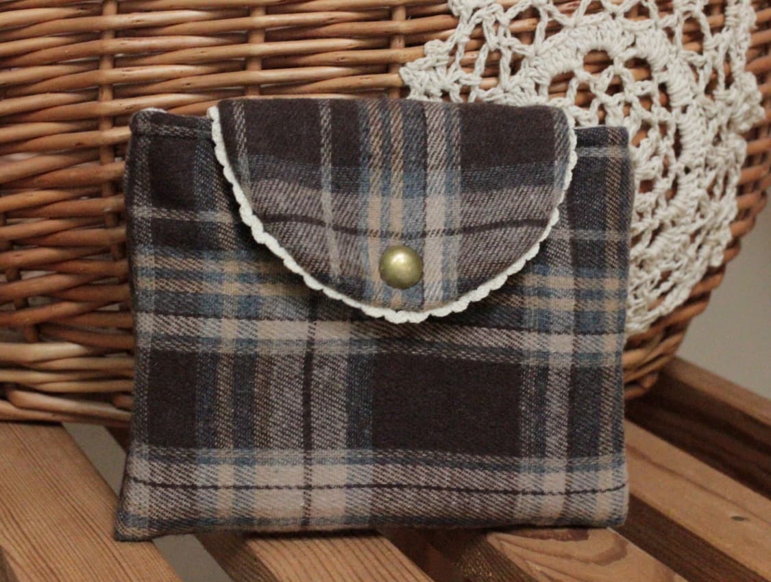 핸드메이드 레이스 체크 파우치 상품이미지3