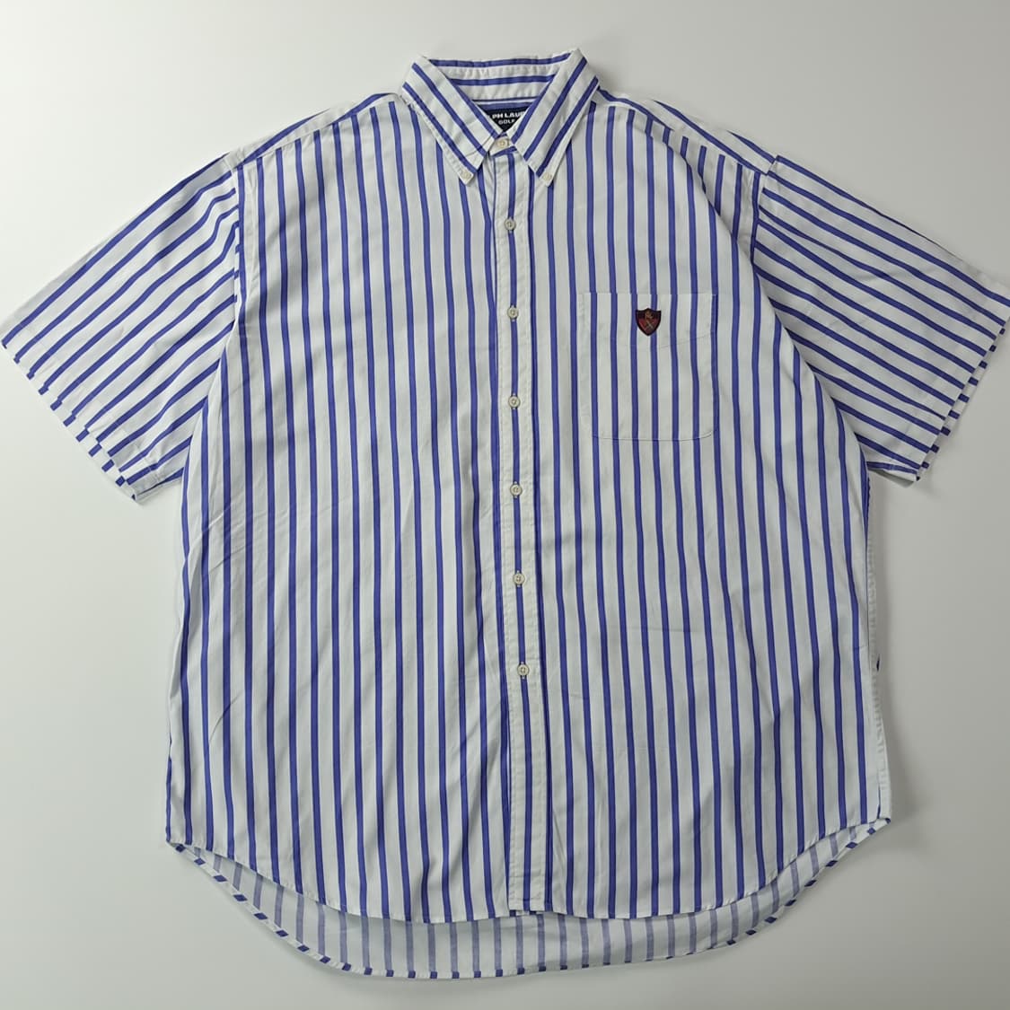 CJ067 XL 폴로 90s 미국판 PRL 엠블럼 마린 스트라이프 셔츠 상품이미지1