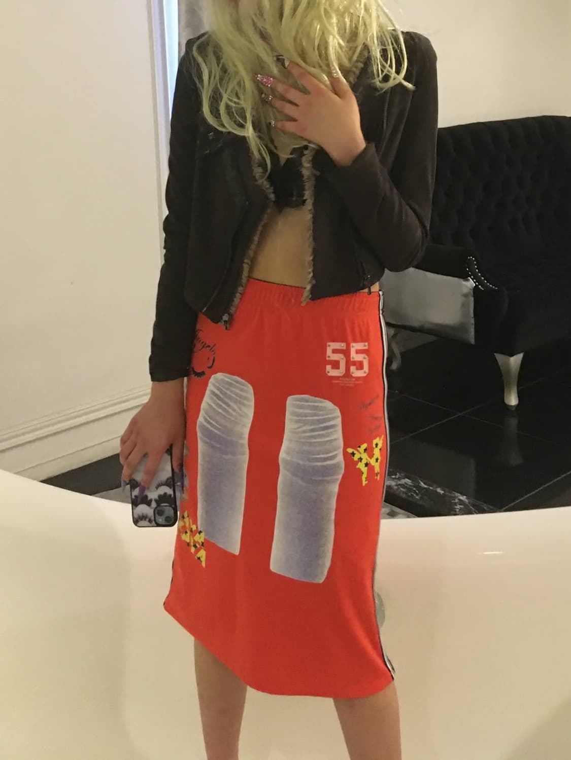 Red track long skirt 상품이미지3