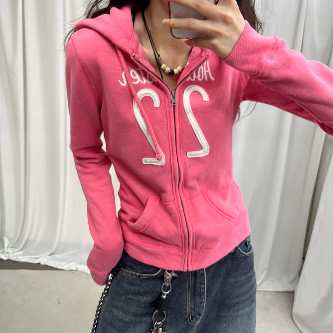 Hollister pink hood zip-up 상품이미지3