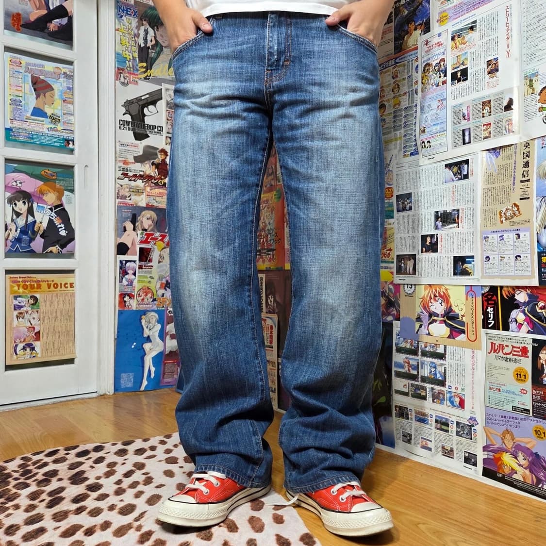 캘빈 클라인 중청 워싱 세미 와이드 팬츠 상품이미지1