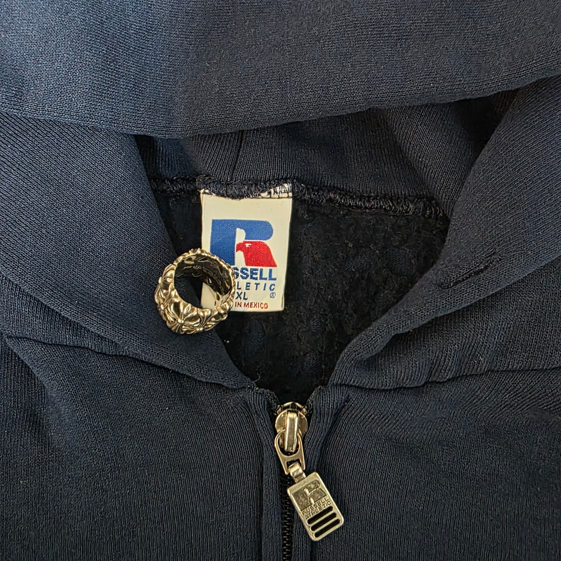 [XL] 90s 러셀 애슬레틱 후드집업 네이비 주름 ver. 8 상품이미지6