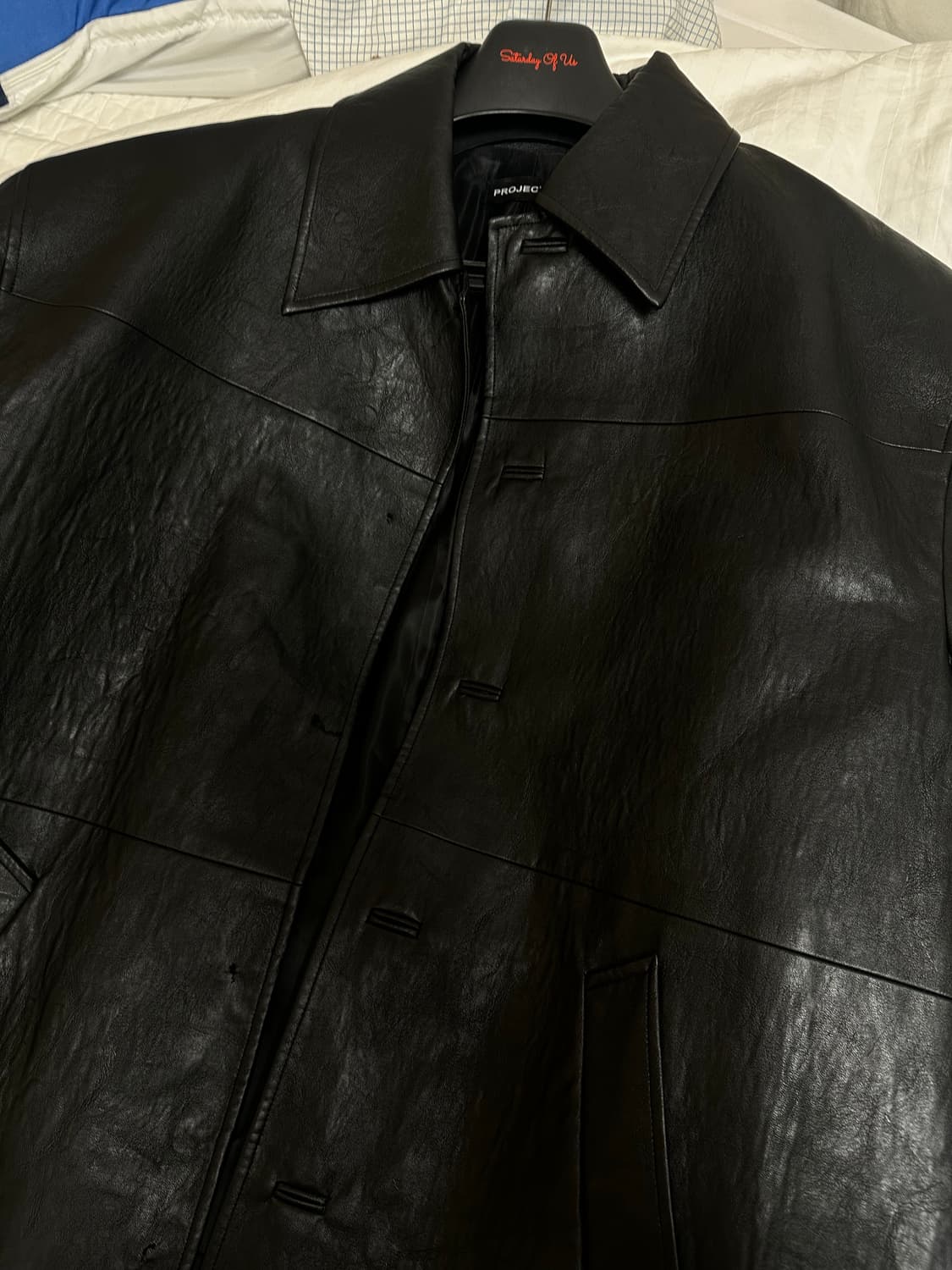 (마지막)프로젝트지알 project gr 그레일즈  에코 레더 샘플 코트 상품이미지5