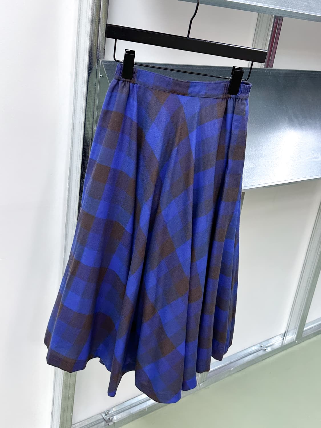 blue wool check long skirt 상품이미지5