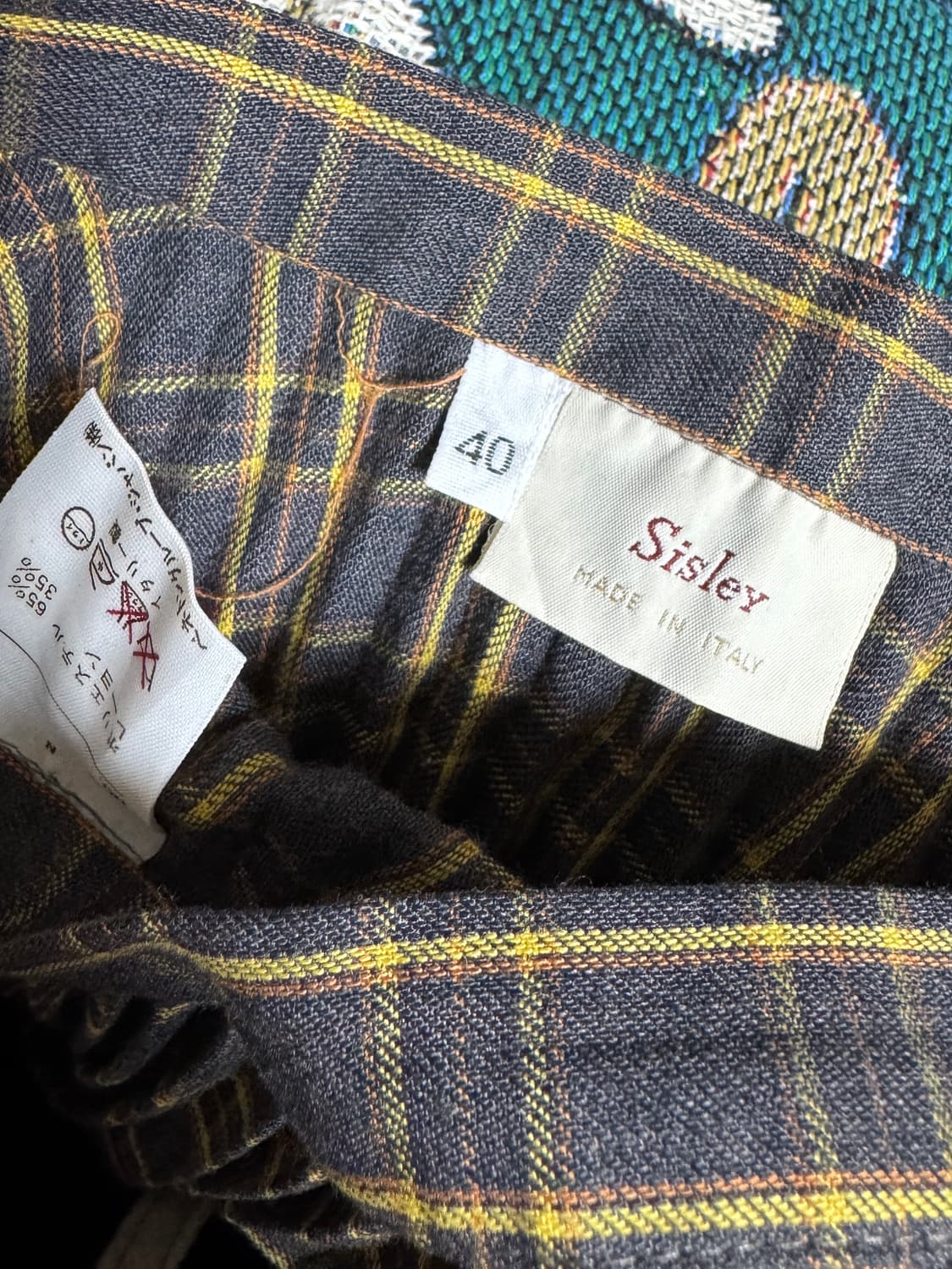 🍰 Sisley 옐로우 체크 플리츠 스커트 (IT 40 / 국내 25) 상품이미지2