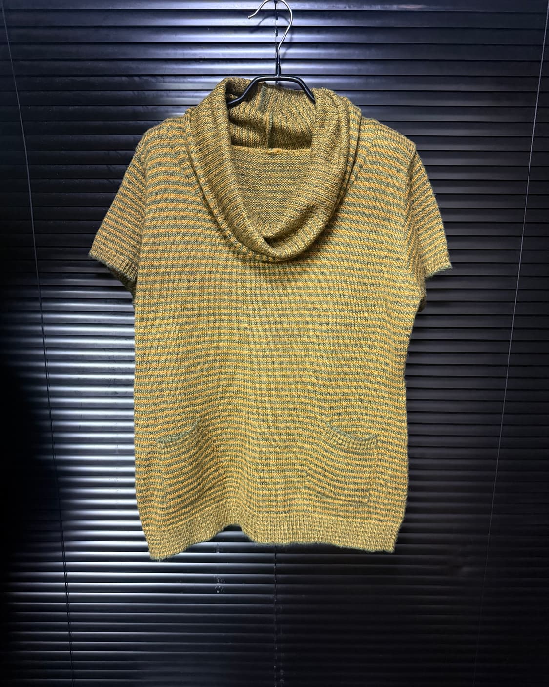 일본 스트라이프 니트 카울넥 반팔 니트 울 혼방 에스닉 웨스턴 갸루 로리 상품이미지2