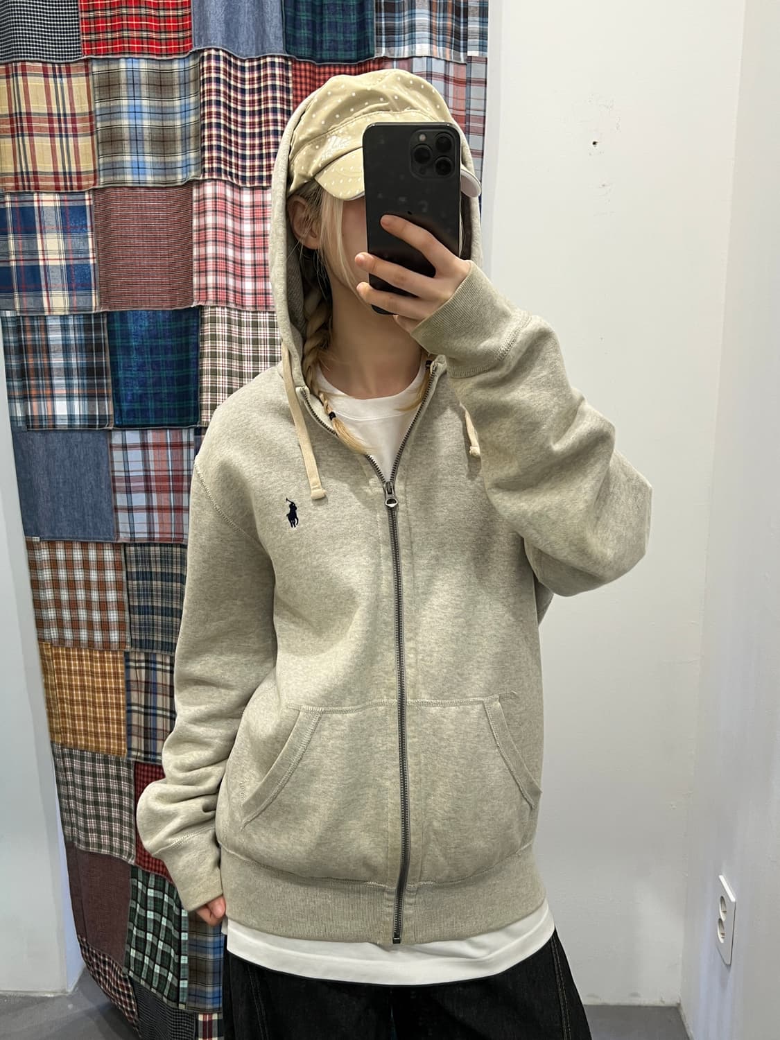 폴로 그레이 후드집업 상품이미지1