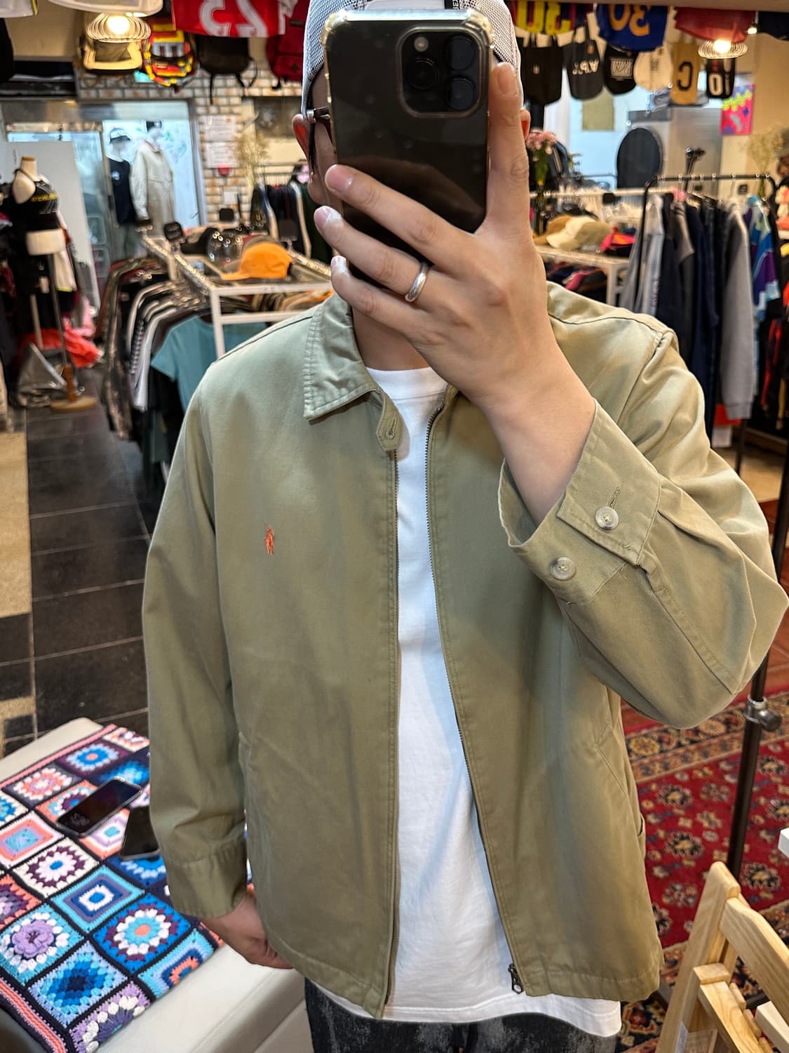 90s 폴로 랄프로렌 카키 스윙탑 블루종 자켓 XL 상품이미지9