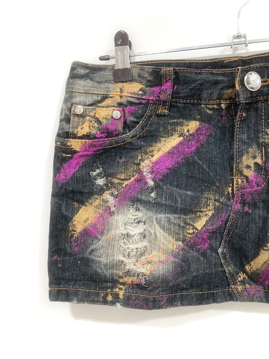 damage painting denim short skirt 상품이미지2