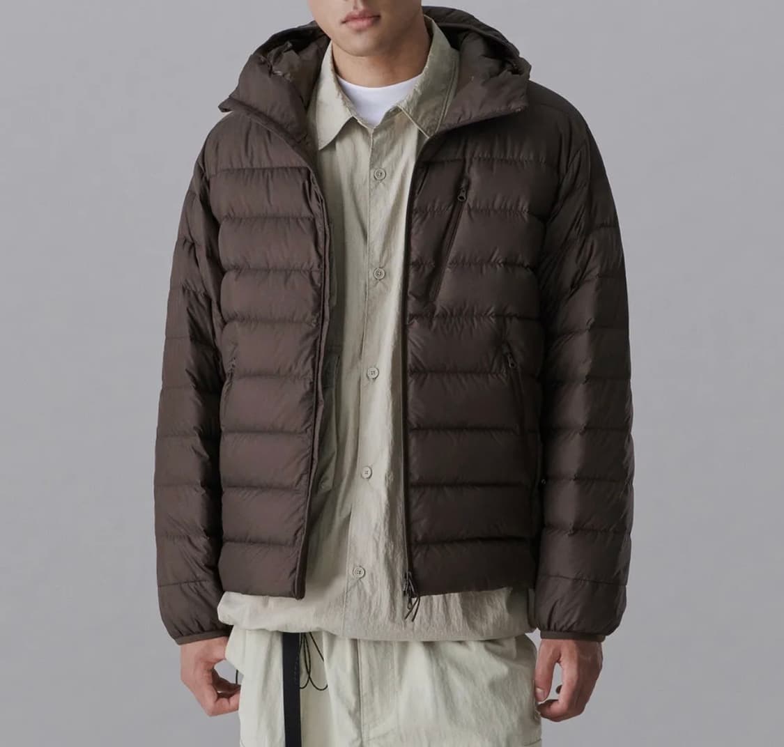 무신사 스태시티 레저 후디드 라이트 다운 재킷 브라운 XL 상품이미지1