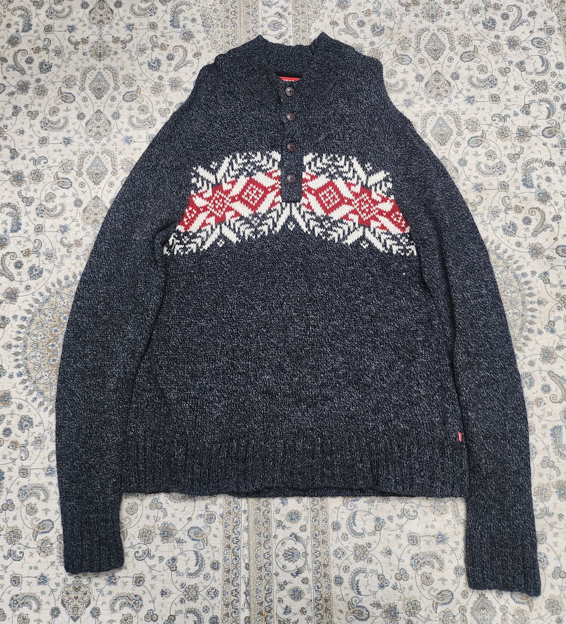 IZOD 아이조드 노르딕 패턴 버튼 니트 (105-110) 상품이미지1