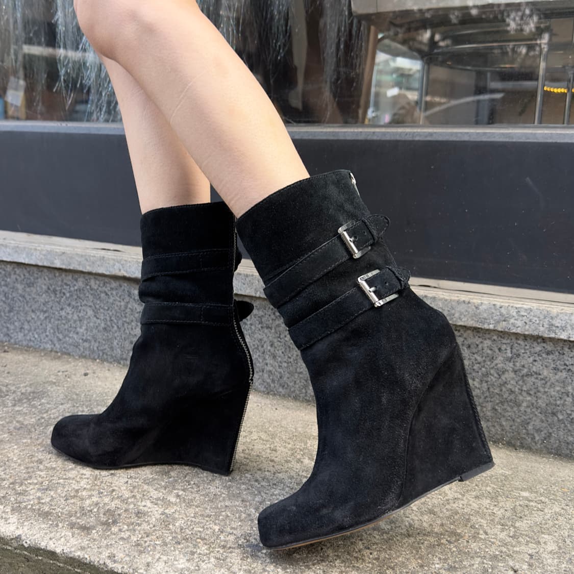 00s 빈티지 마이클 코어스 스웨이드 지퍼 웨지 부츠 상품이미지1