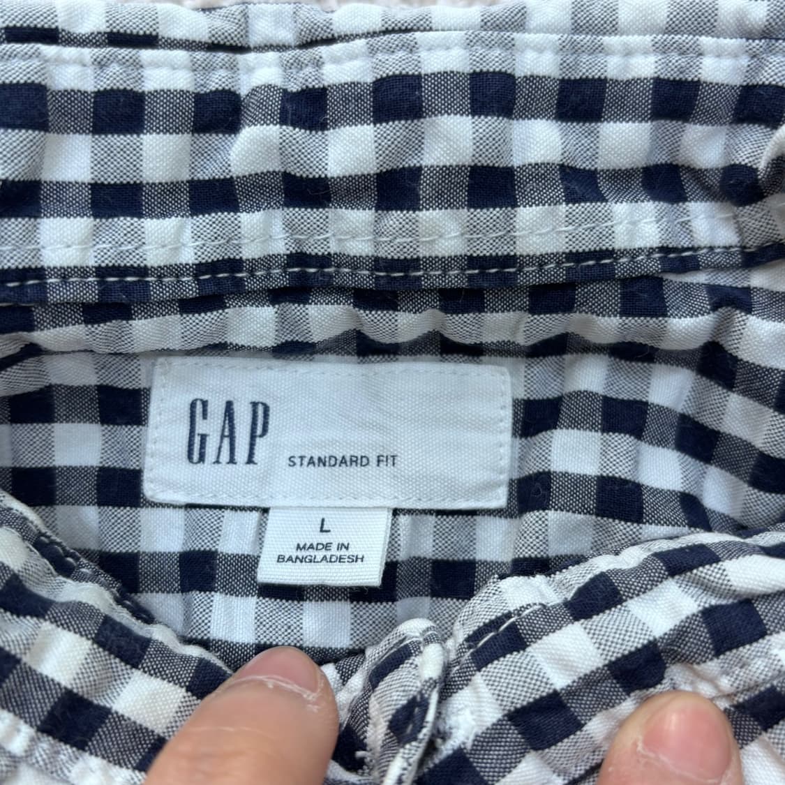 L 갭 깅엄 체크 패턴 반팔 셔츠 0415E 상품이미지3