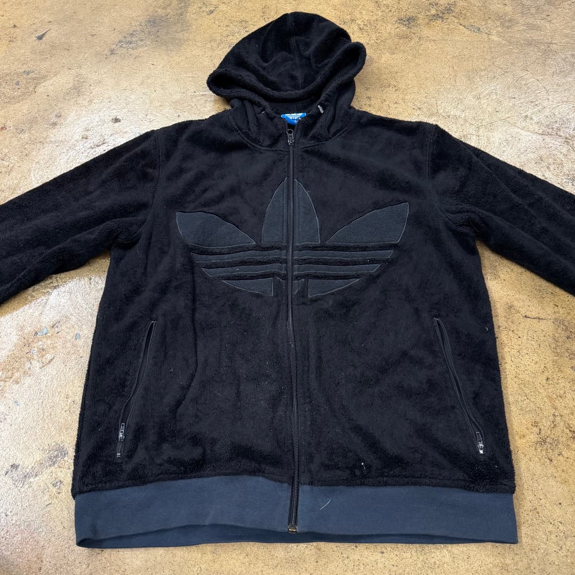 아디다스 빅로고 파이어버드 후리스 후드집업 블랙 105 상품이미지3