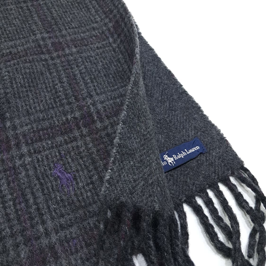 MX420 폴로 랄프로렌 차콜 글렌 체크 & 헤링본 양면 머플러 상품이미지6