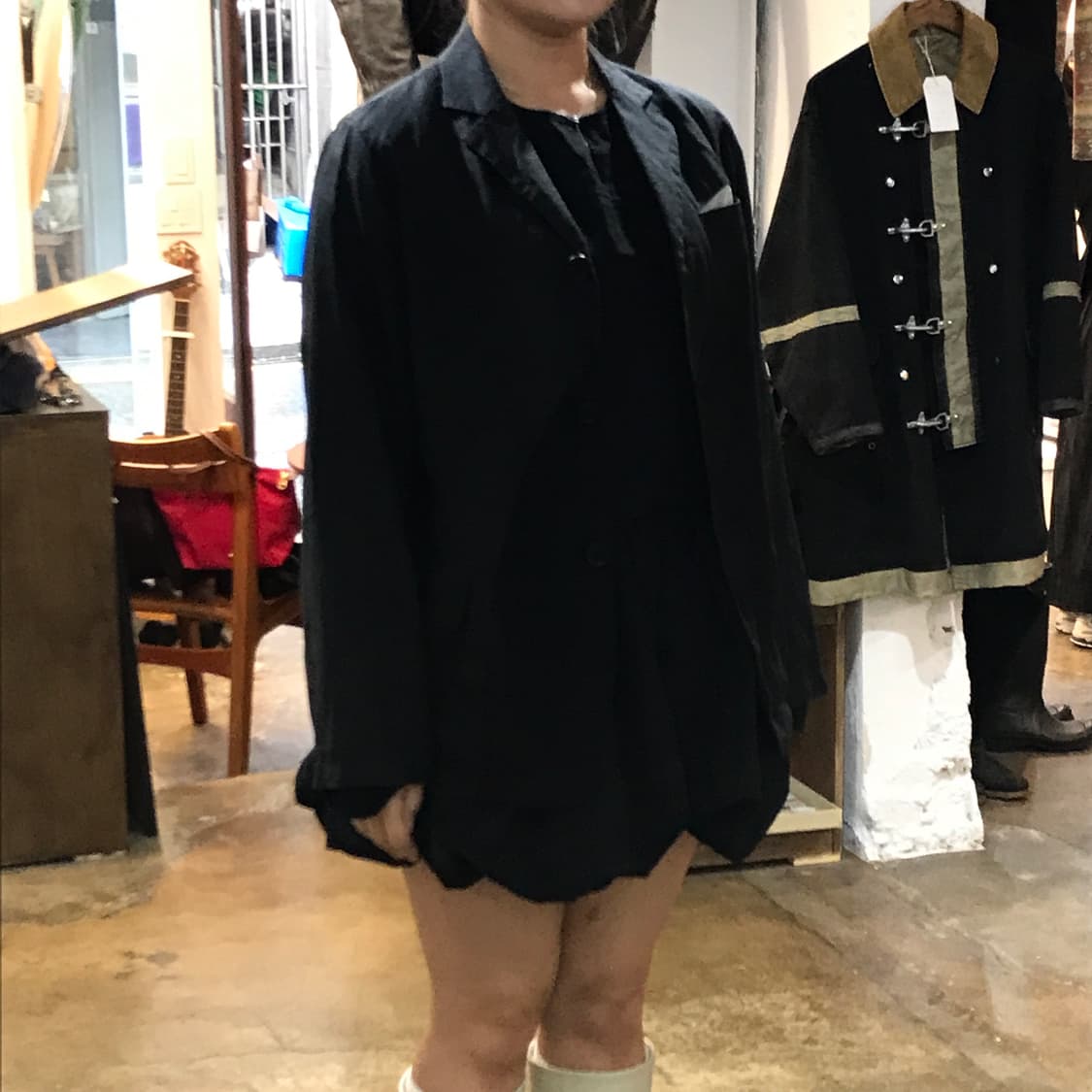 일본 빈티지 에이징 블랙 3버튼 블레이저 자켓 여성 55 66 상품이미지7