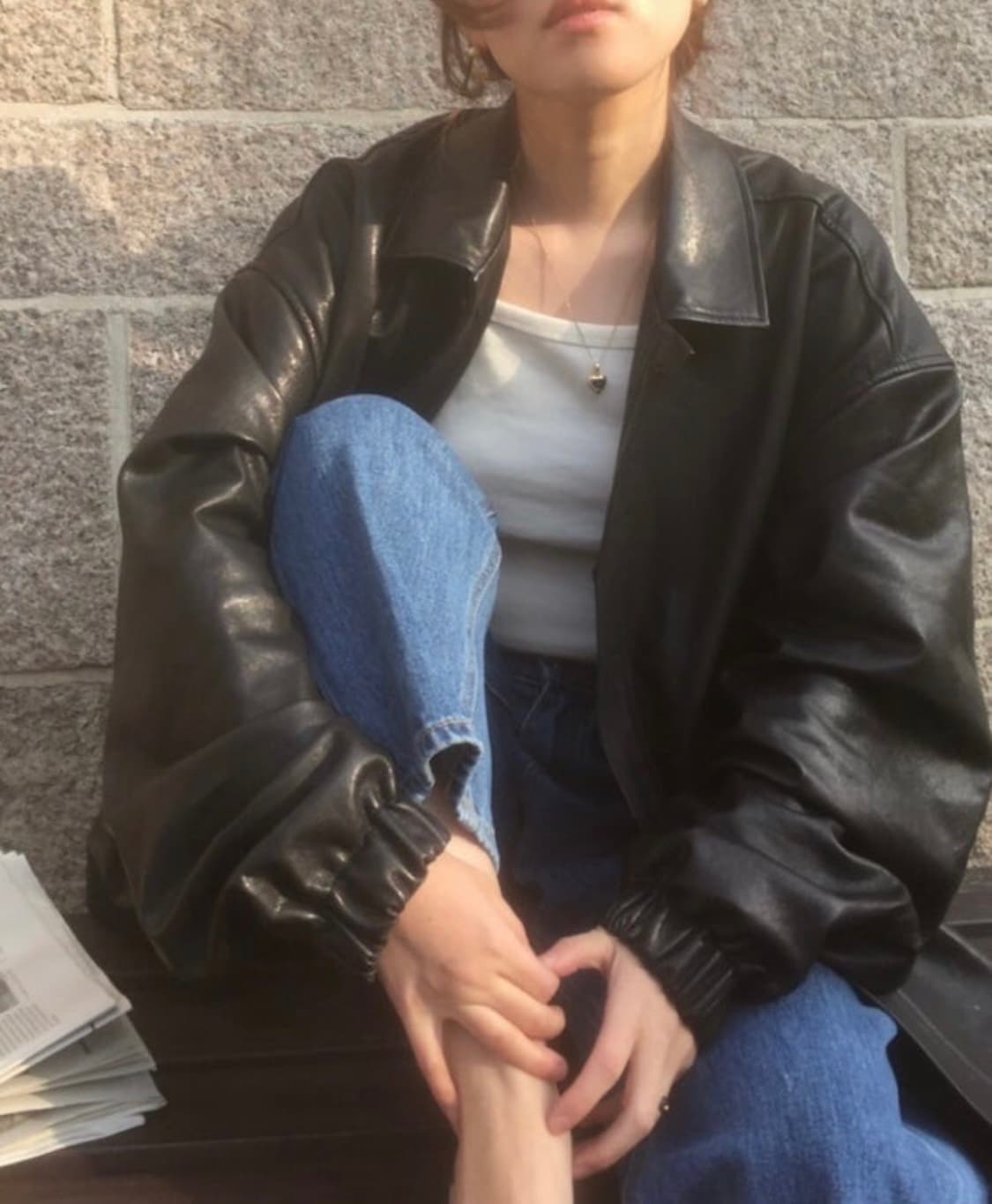 Mone 모네마켓 (리본빛) 버킨 레더 자켓 상품이미지1