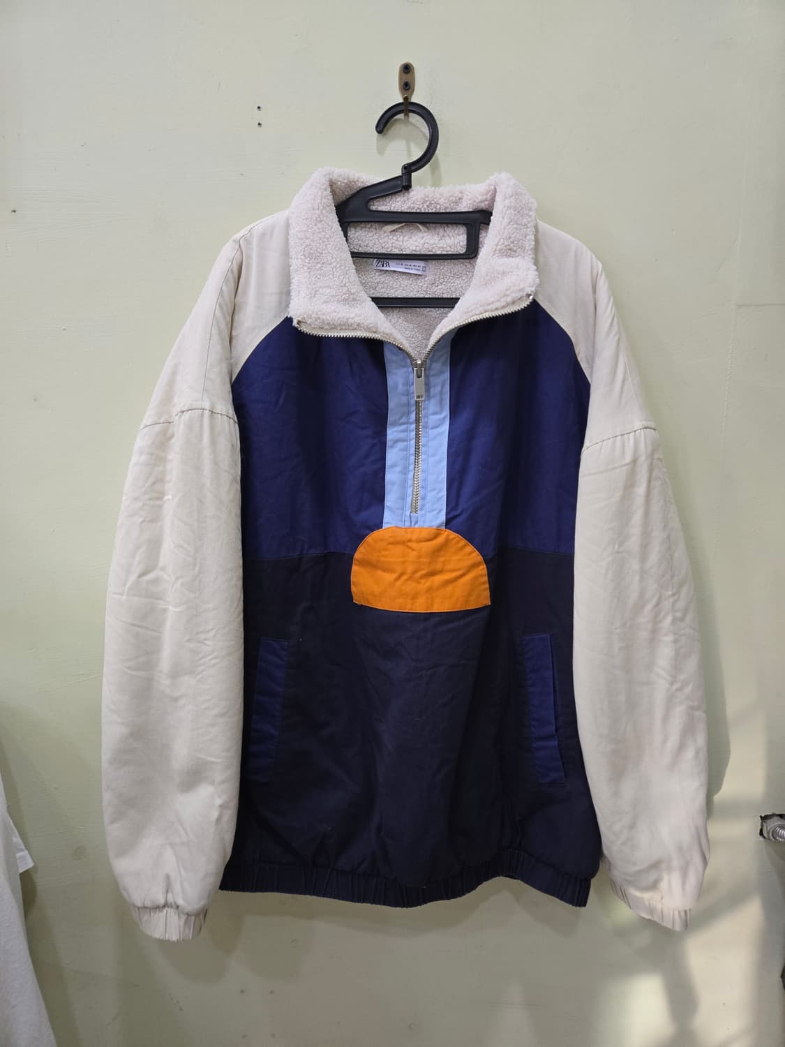 [ZARA] 컬러 블록 셰르파 카라 반집업 아노락 자켓 XL
 상품이미지1