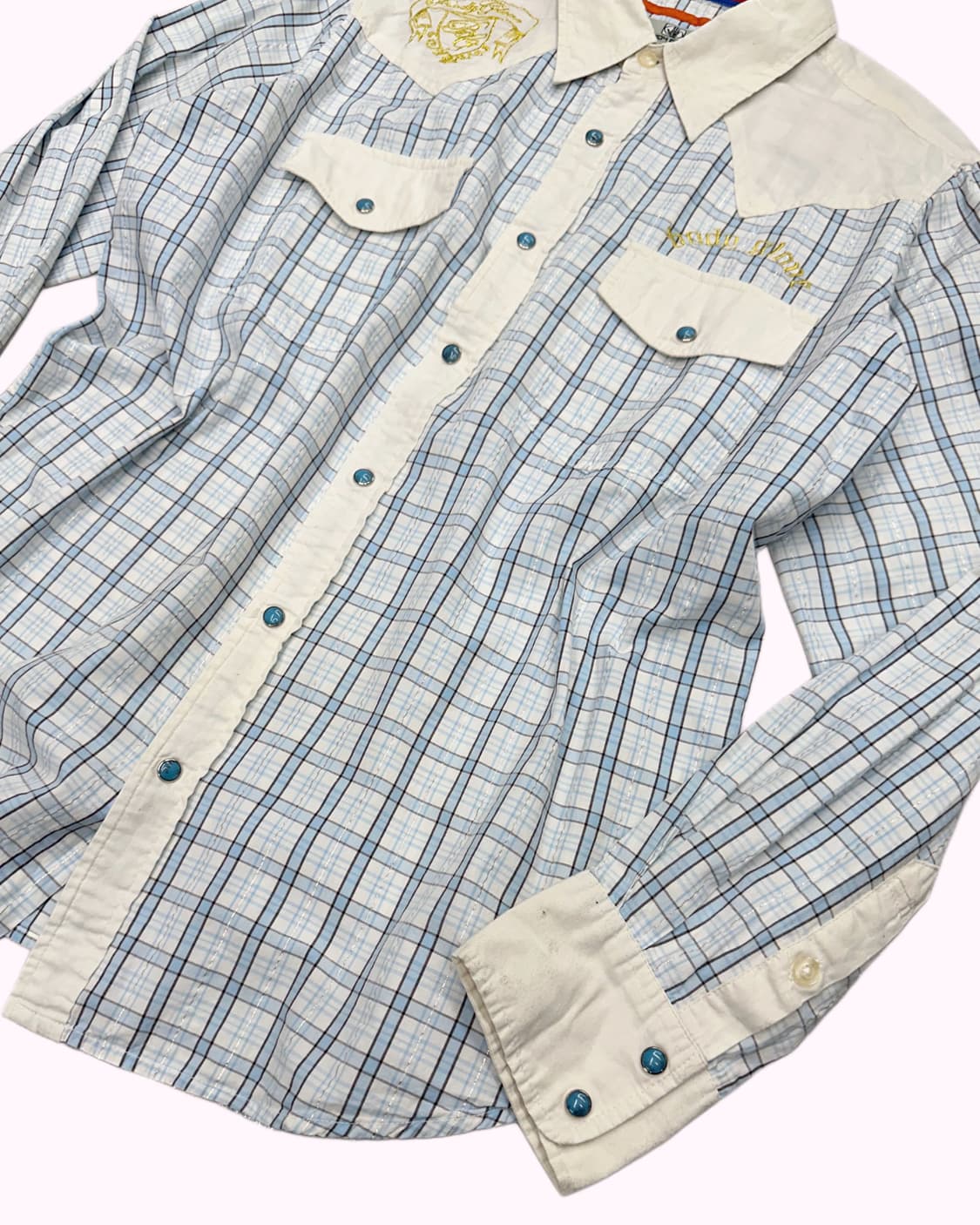 blue check swestern shirt 상품이미지3