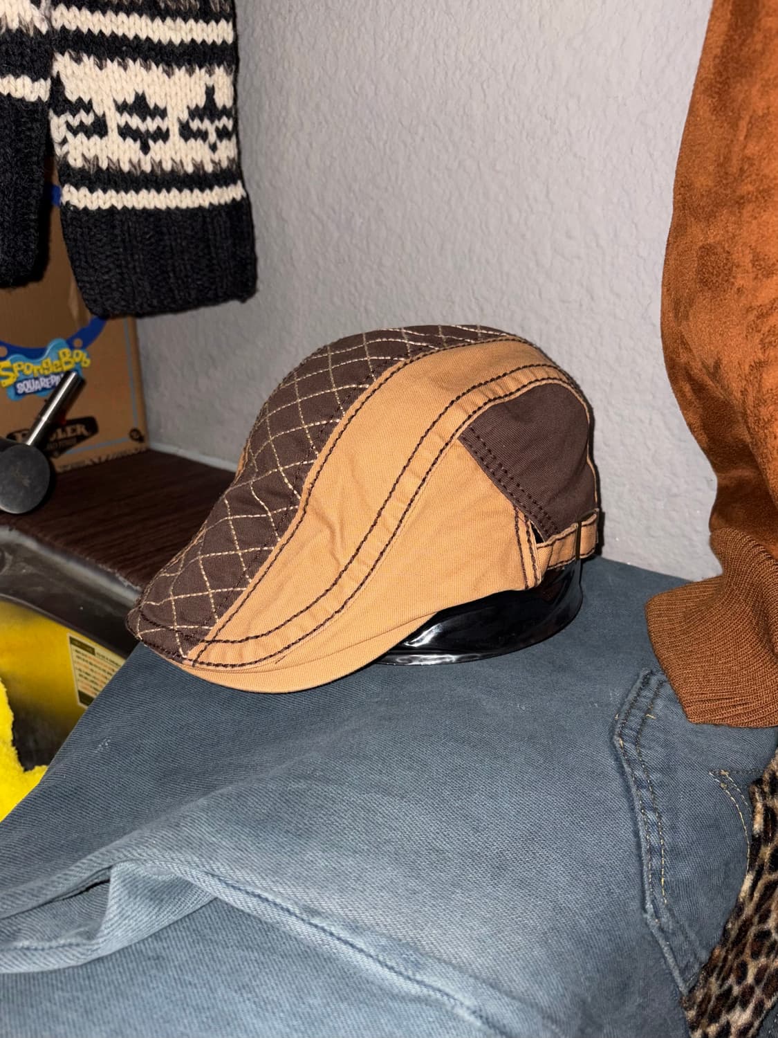 빈티지 퀄팅 헌팅캡 상품이미지1