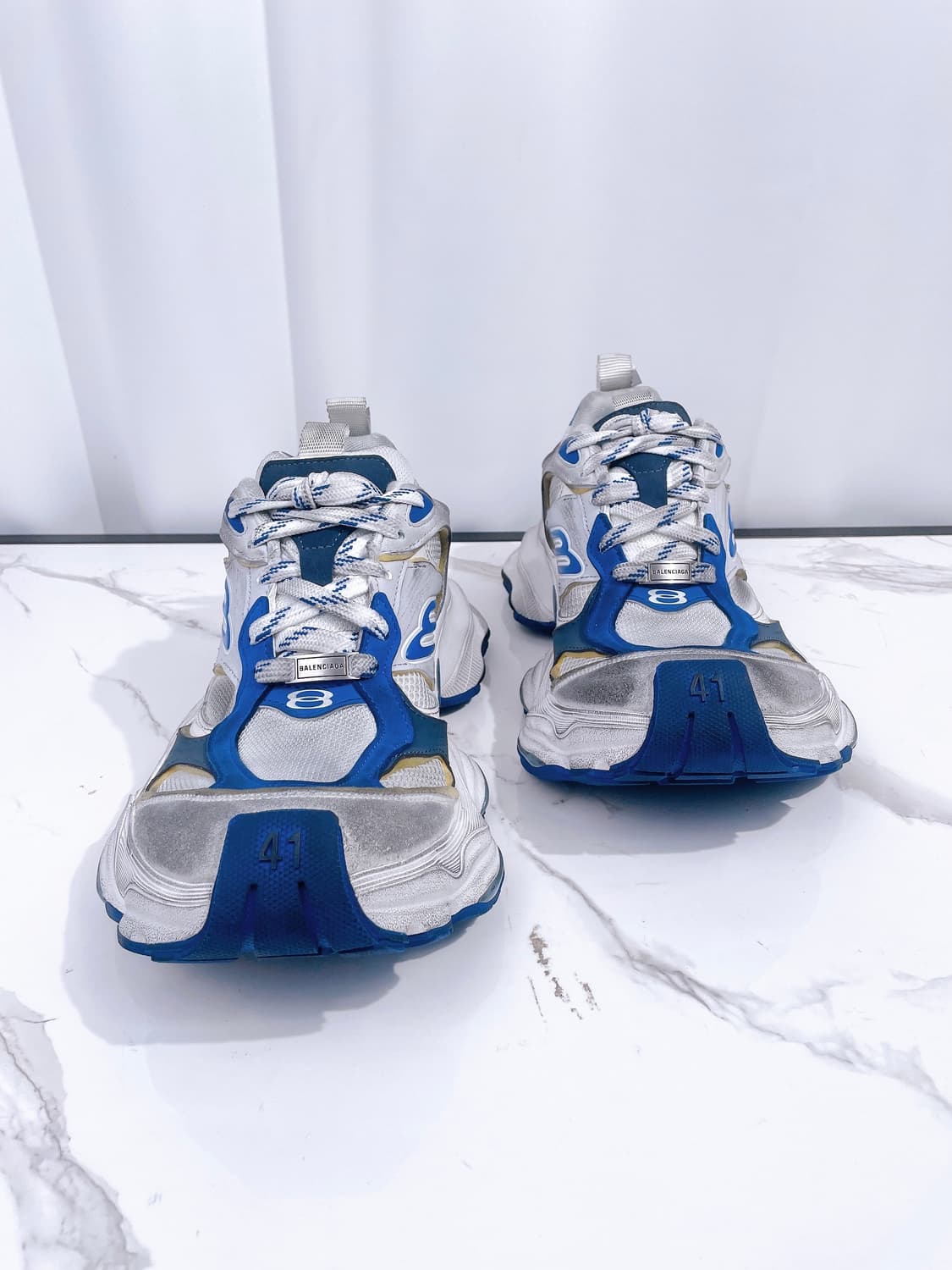 (정품/새상품) 발렌시아가 카고 스니커즈 화이트 블루 상품이미지3