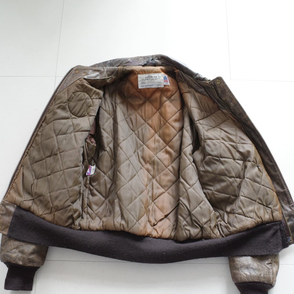 80s 쇼트 SCHOTT I.S.674 A2 플라이트 레더자켓 USA 상품이미지5