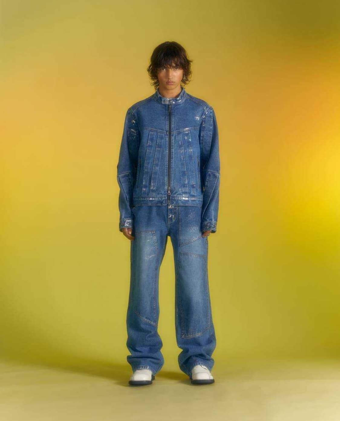 앤더슨벨 왁스 코티드 카펜터 와이드 레그진 32 상품이미지1