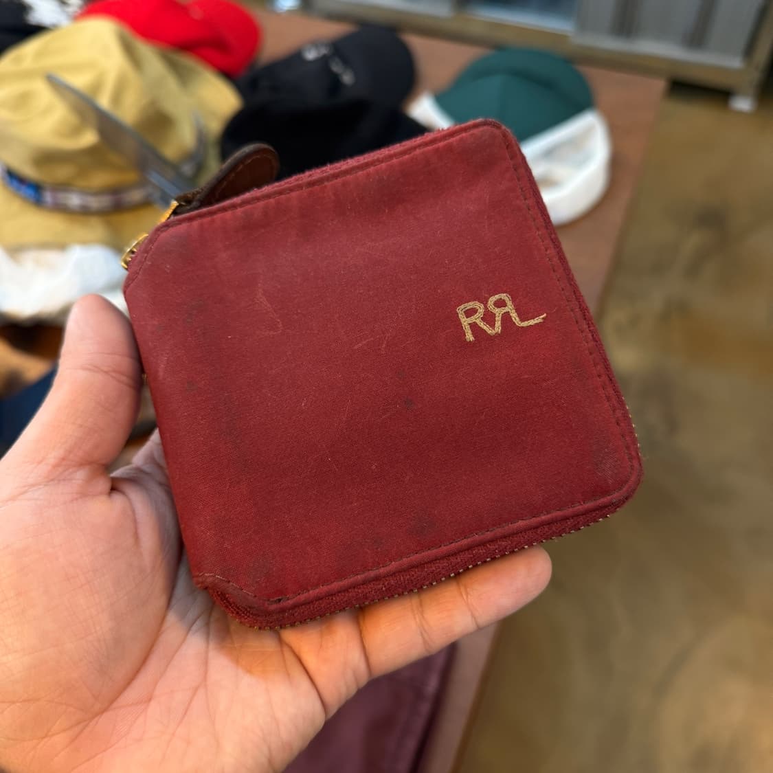 RRL 오일 코튼 버건디 월렛 상품이미지1