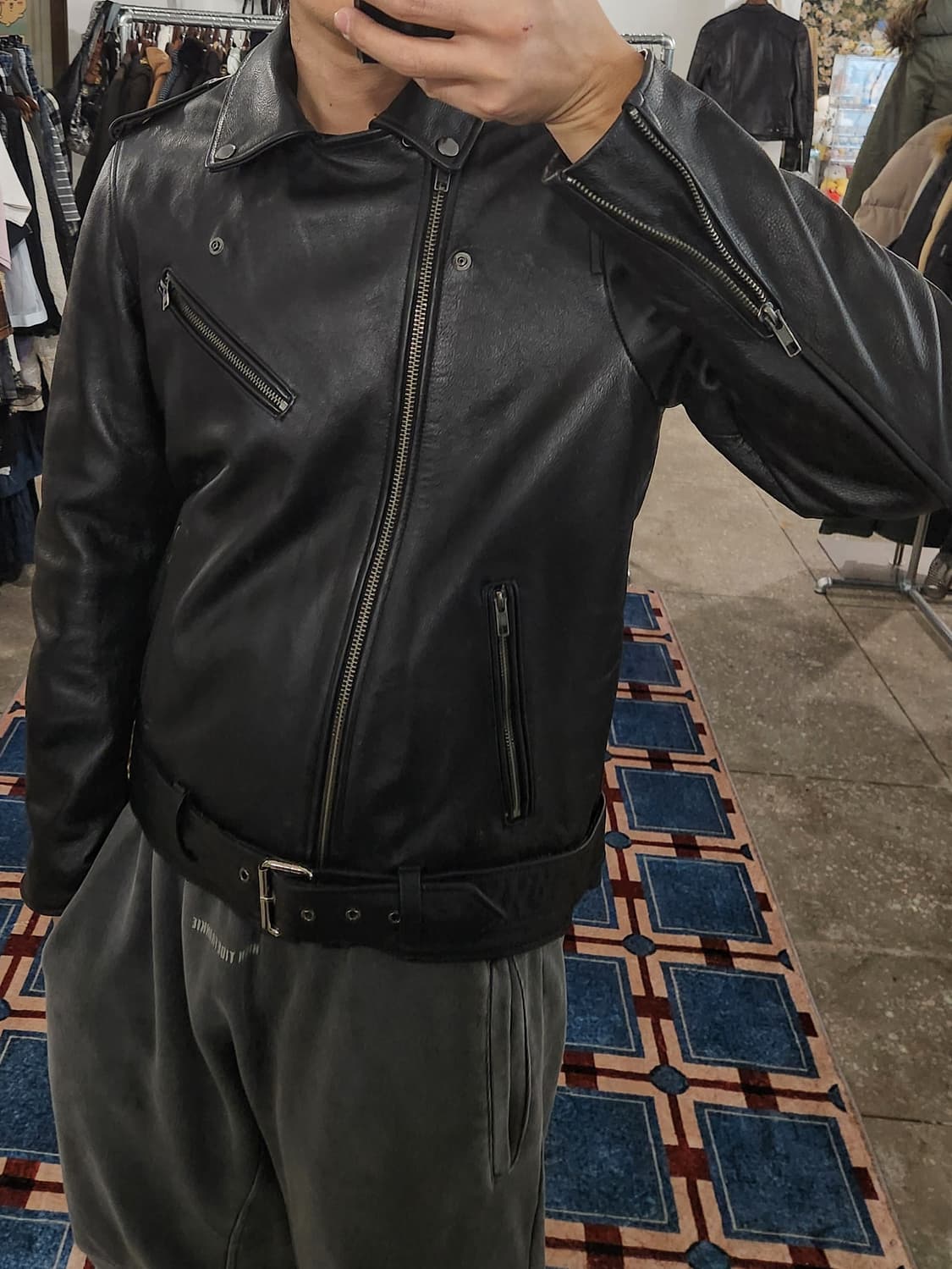 빈티지 카우하이드 더블 라이더 자켓 / 소가죽 레더 자켓 (xl) 상품이미지1