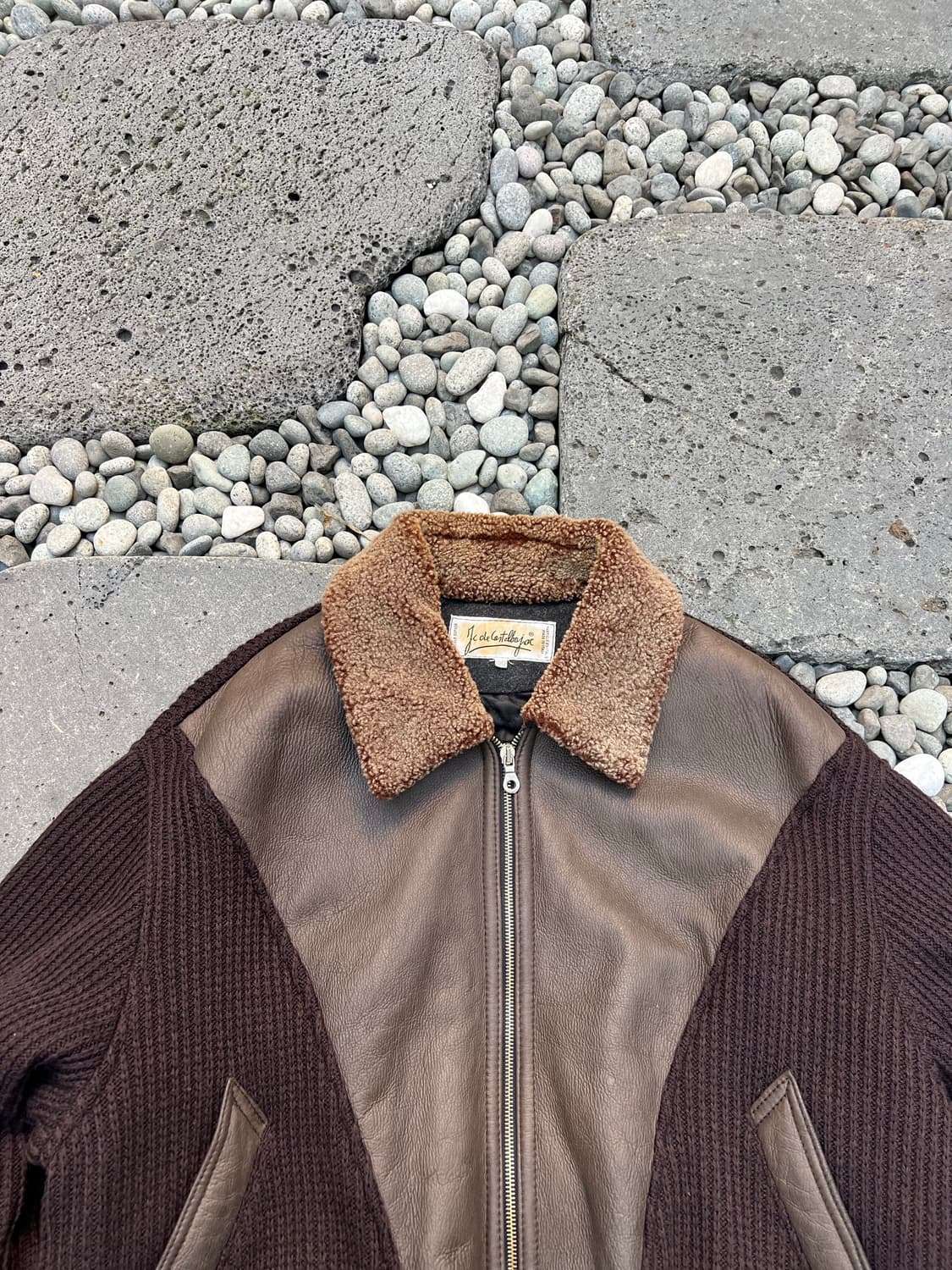 VINTAGE Jc De Castelbajac 카스텔바작 가죽 니트 봄버 상품이미지9