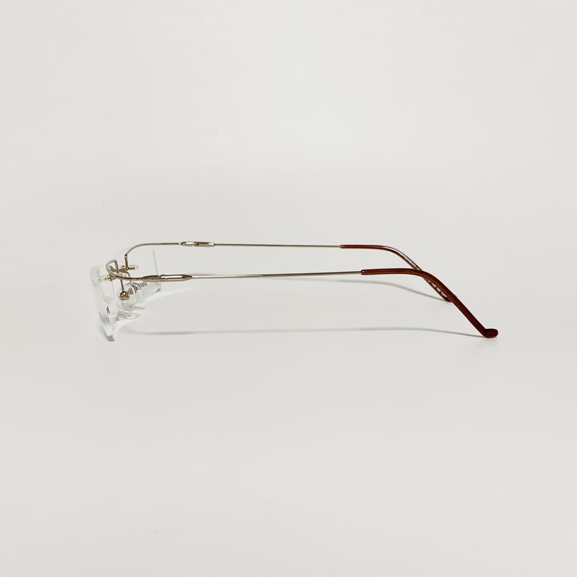 840 골드 데드스탁 남녀공용 무테 직사각 스테인리스 프레임 빈티지안경 상품이미지6