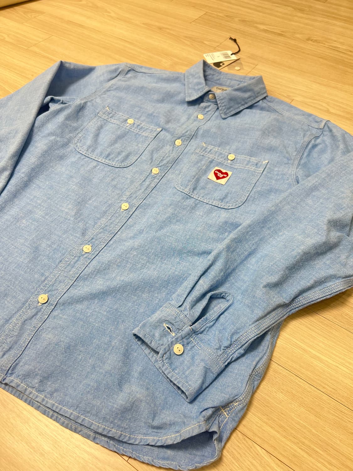 칼하트윕/클링크 하트 셔츠 블리치 린스드(샴브레이 셔츠)/L 상품이미지3