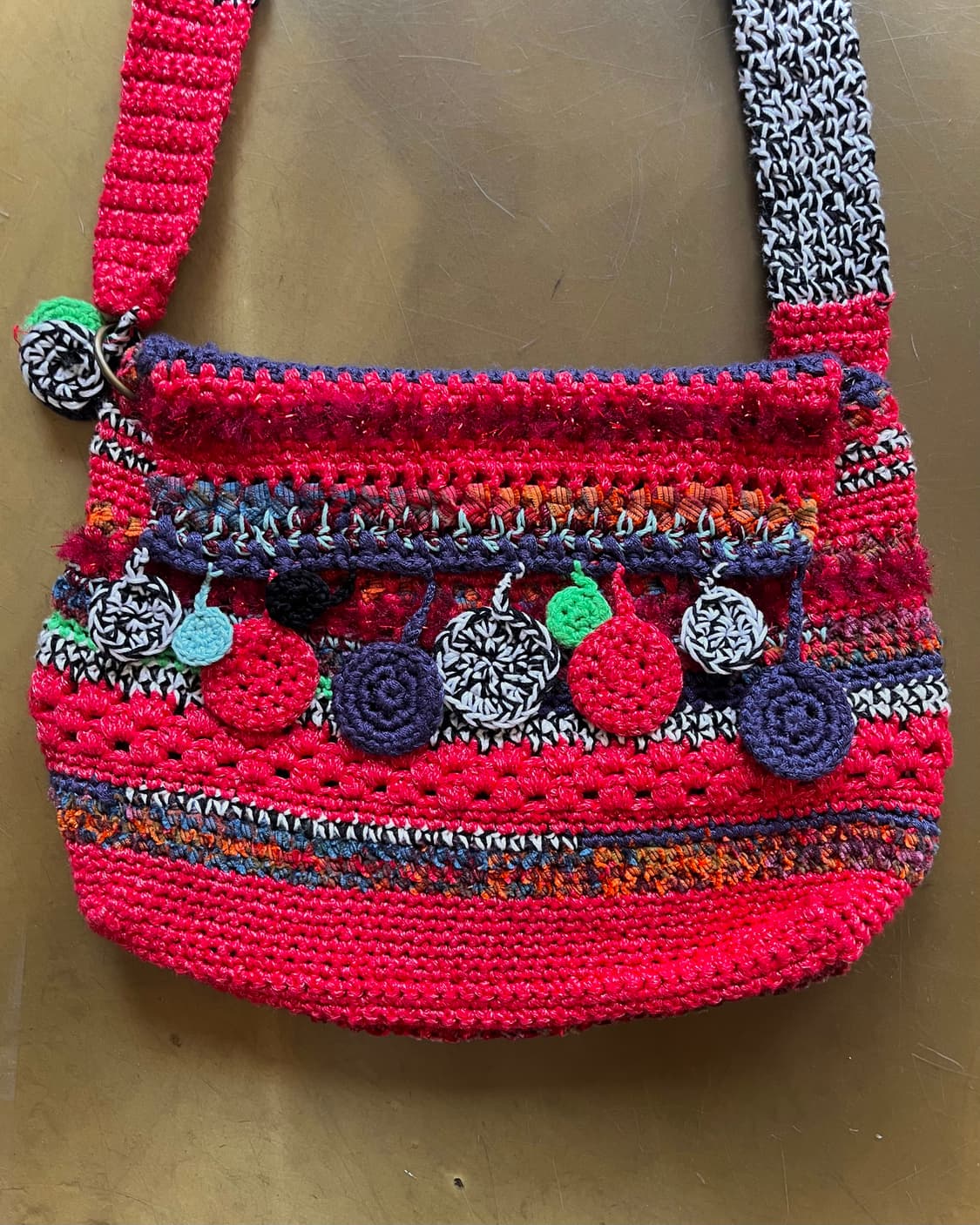 JPN Vintage Dot Trim Knit Shoulder Bag 상품이미지4