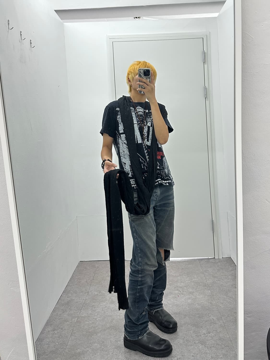 Vintage long knit wrinkle muffler  상품이미지3