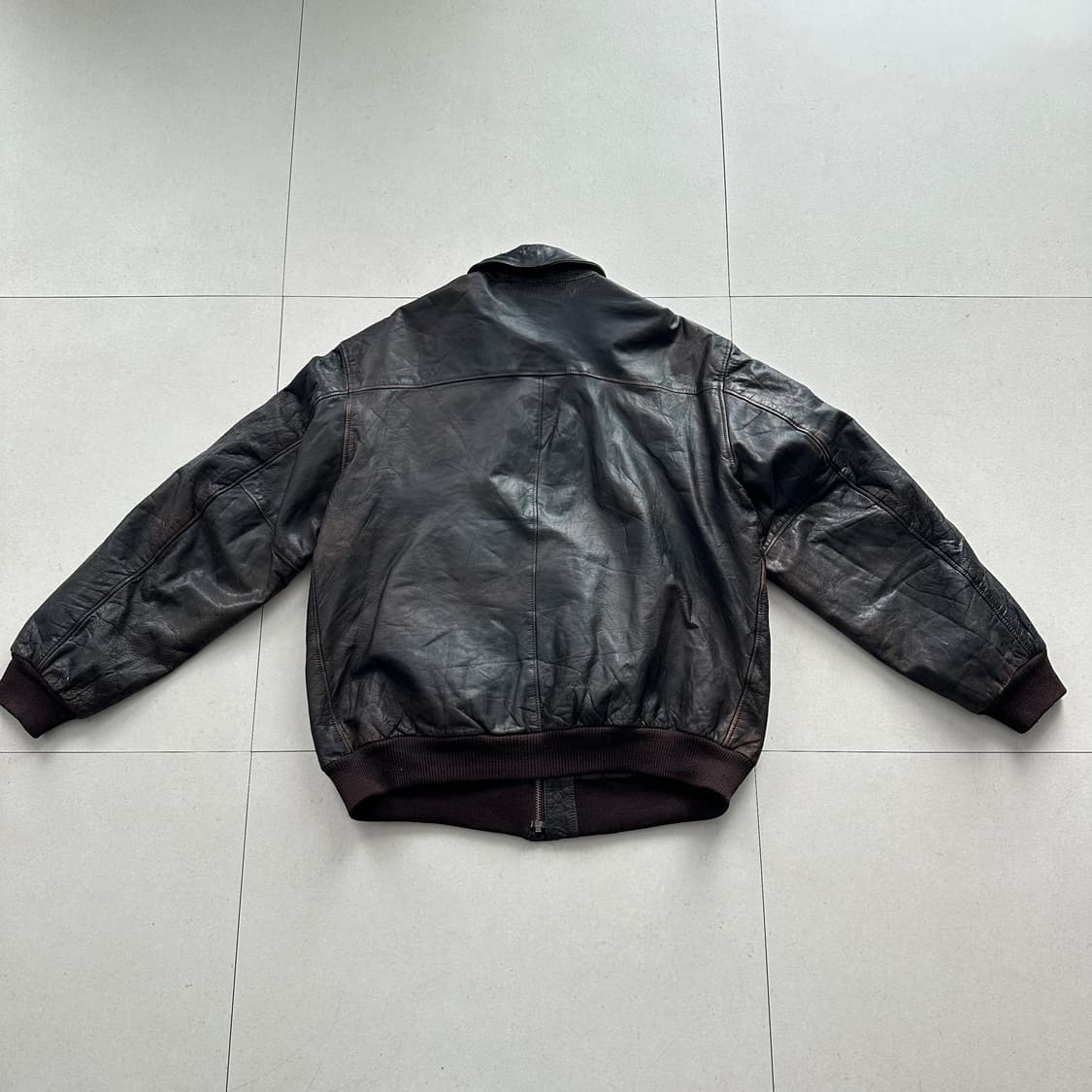 80s L.L Bean A-2 엘엘빈 레더 가죽 자켓 L 탈론 지퍼 상품이미지8