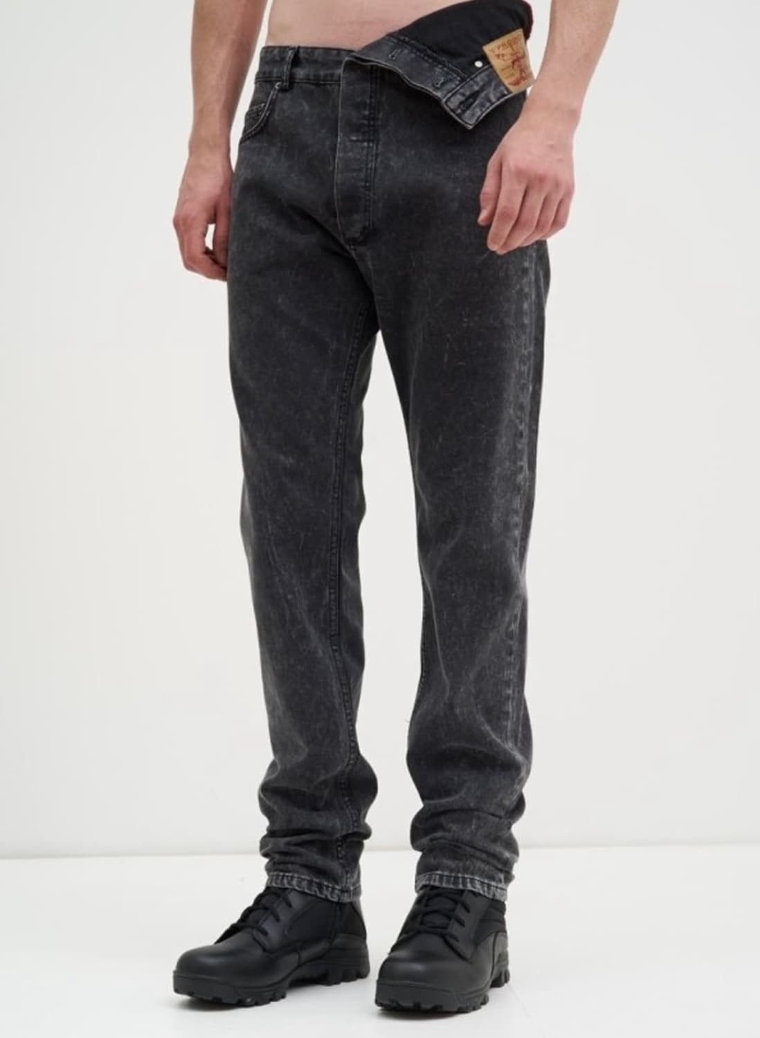 [S] 와이프로젝트 비대칭 데님 흑청 상품이미지1