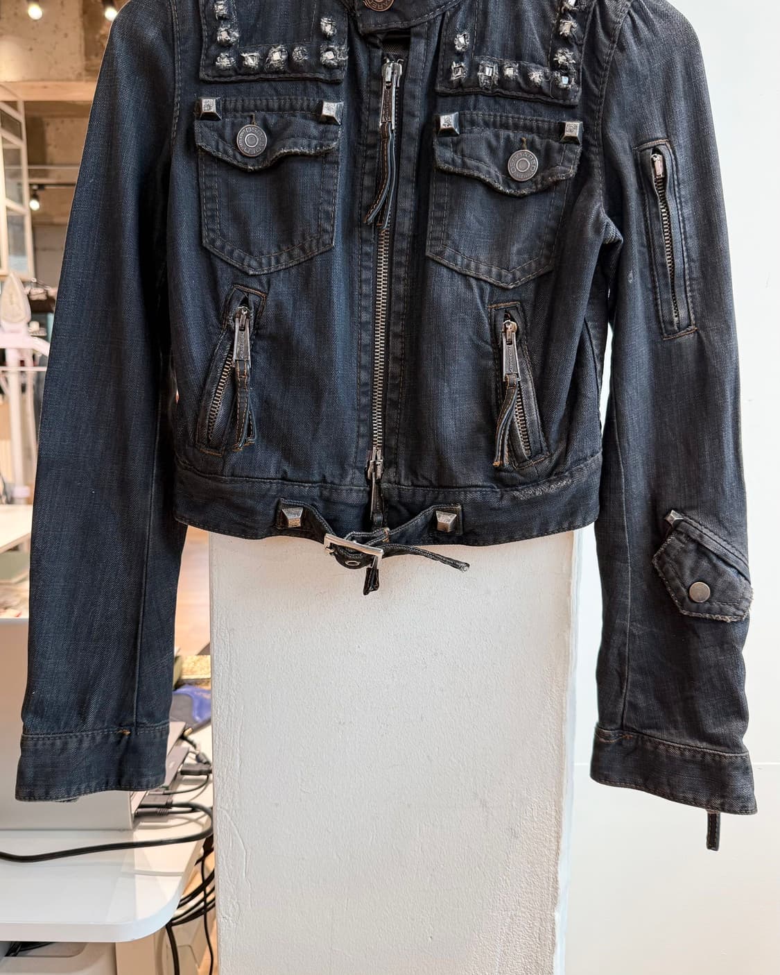 디스퀘어드2 데님 스터드 라이더 자켓  상품이미지6