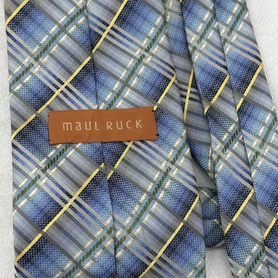 MAUL RUCK 실크 하프 블루 체크 빈티지 넥타이 상품이미지4