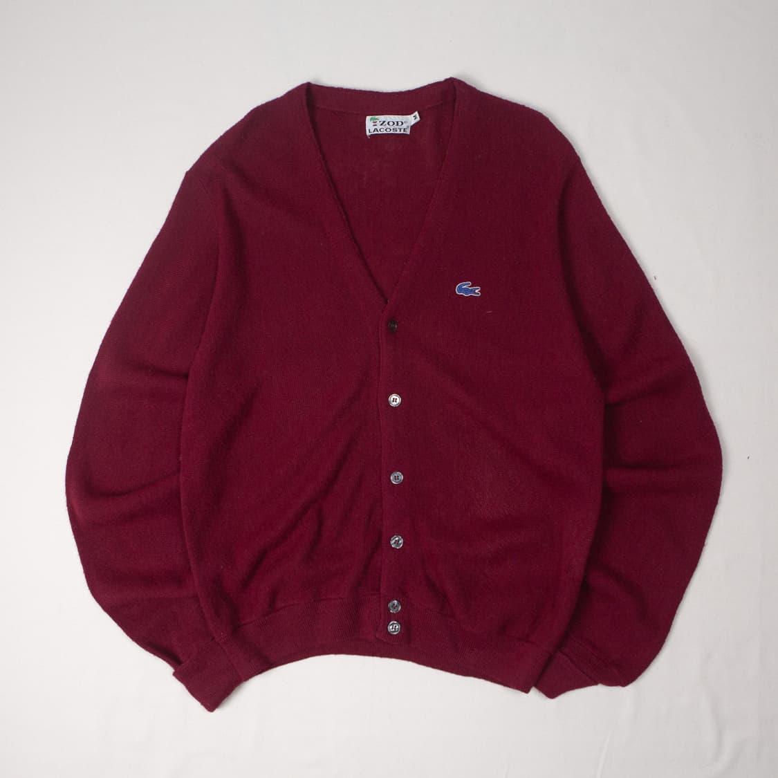 70s IZOD 라코스테 아크릴 가디건 버건디 상품이미지1