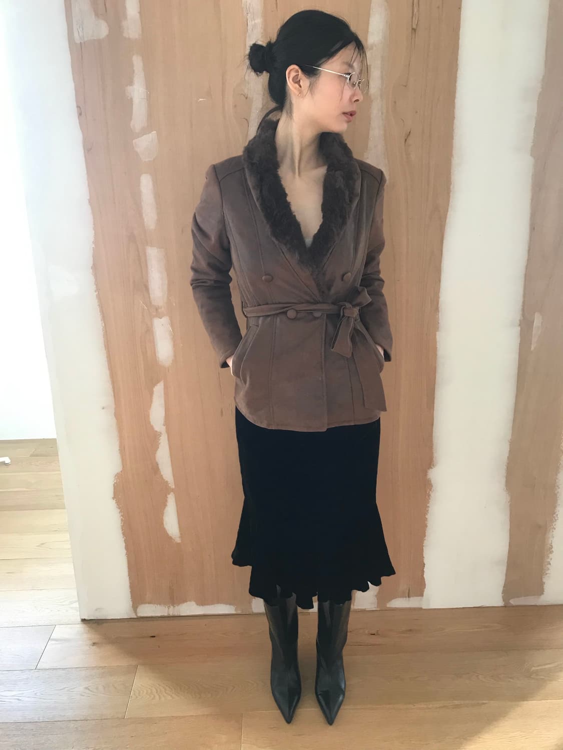 vintage button fur jacket 상품이미지3
