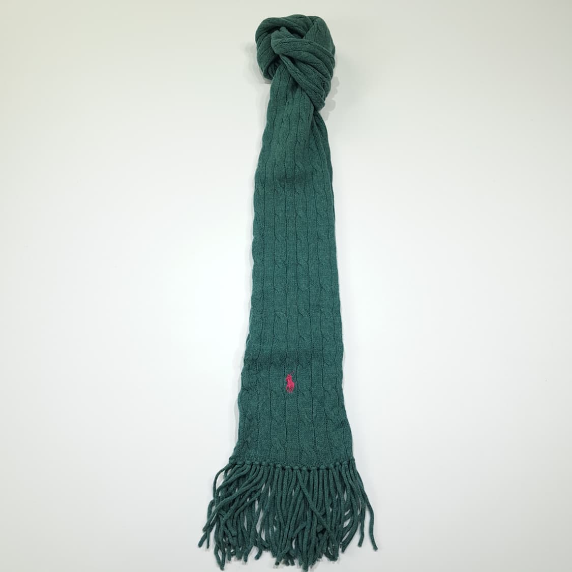 MX650 폴로 울캐시미어 케이블 핑크포니 그린 머플러 목도리 상품이미지1