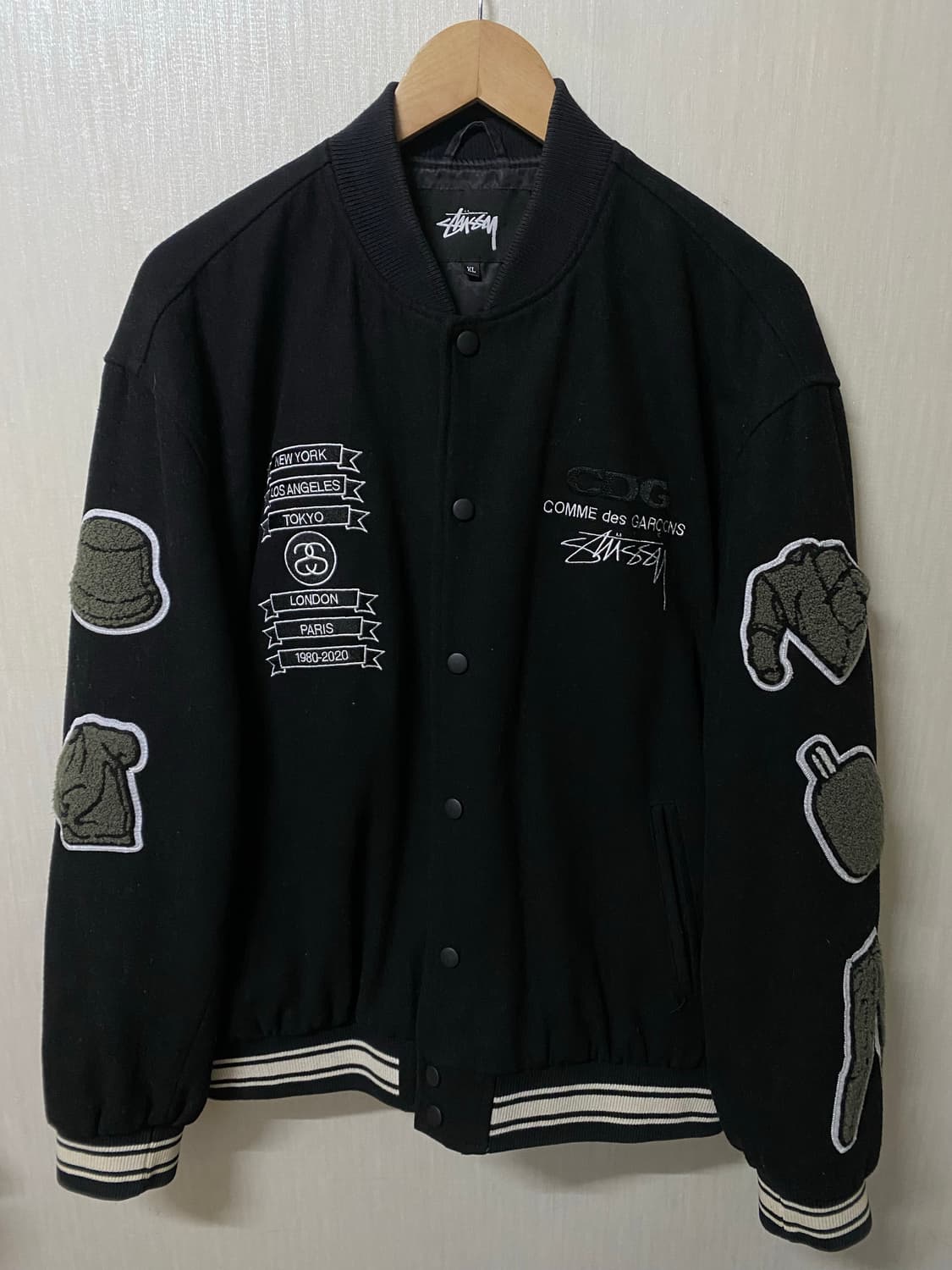 스투시 X CDG 꼼데가르송 바시티 자켓 XL 상품이미지3